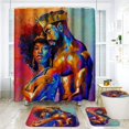 thumbnail image 1 of POGLIP Couple Fall in Love Colorful Creative 4 Piece Bathroom Set Shower Curtain Bath Rug Contour Mat and Toilet Lid Cover, 1 of 5