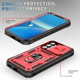 thumbnail image 6 of Rugged for Samsung Galaxy A03s Case with Camera Lens Sliding Cover Protective Phone Case with Rotated Ring Holder Stand, Heavy Duty Shockproof Protection Case for Samsung Galaxy A03s, Red+Black, 6 of 11