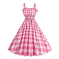 thumbnail image 2 of Callipe Women Dress Princess Style A-line Big Hem Shirring Ruffle Color Matching Tight Elastic Waist Sleeveless Christmas Party Prom Dress, 2 of 7