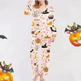 thumbnail image 6 of CONROSES Hallowmas Pajama Set for Women 2 Peice Halloween Pjs Ghost Pumpkin Graphic Long Sleeve Buttons Tops Pants Loungewear Sets Cozy Nightwear Sleepwear, 6 of 6