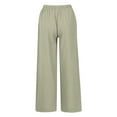 thumbnail image 4 of Palazzo Pants for Women Elastic Waist Wide Leg Cotton Linen Pants Solid Casual Baggy Lounge Trousers with Pockets, 4 of 8