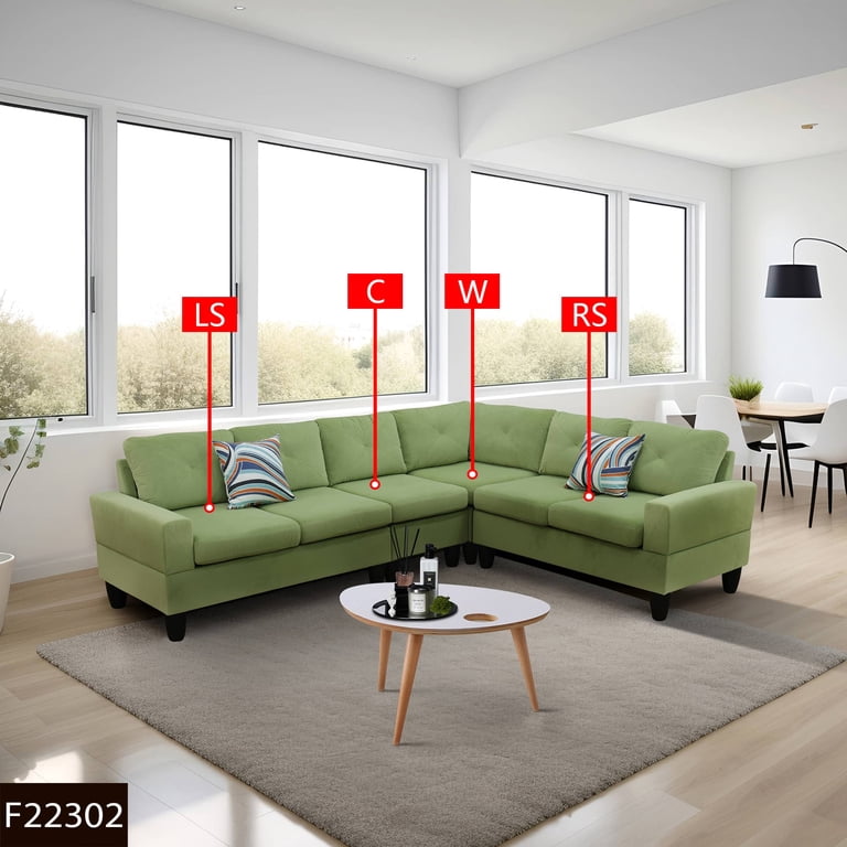 Free Shipping! Dovelina L-Shaped Sectional Sofa Green Flannel