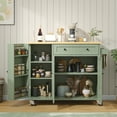 thumbnail image 6 of HAUXITIO 41.3" Kitchen Island with Drop Leaf, Rolling Cart with Spice Rack,Drawer and Storage for Kitchen,Green, 6 of 8