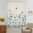 thumbnail image 3 of Turquoise Floral Butterfly Sheer Curtains 45 Inches Long, Spring Rustic Botanical Beige Light Filering Curtains, Breathable Simi Curtain Privacy Drapes for Kitchen Bathroom Small Window Treatment, 3 of 9
