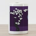 thumbnail image 3 of Dragon Ceramic Toothbrush Holder, Japanese Style Inspired Drawing Fantasy Animal Cherry Blossoms Print, Decorative Versatile Countertop for Bathroom, 4.5" X 2.7", Dark Purple and Multicolor, 3 of 4