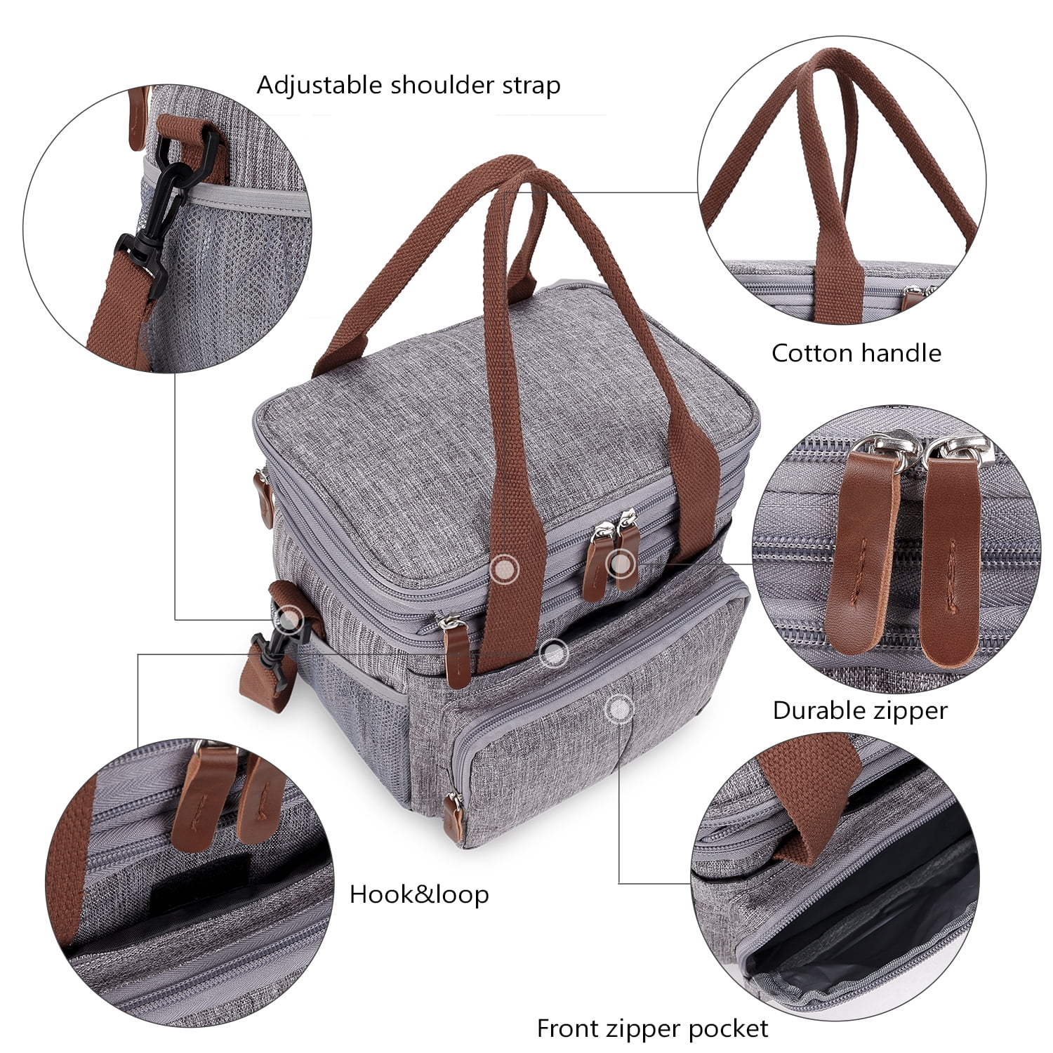 Lunch Bag for Women Men Double Deck Expandable Lunch Box,Large Lunch Bags,Leakproof Lunch Box Cooler Bag