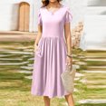 thumbnail image 1 of WILLBEST Vestidos Casuales Para Mujer 1 Vestido Casual Con Bolsillo Y Manga Con Volantes De Color Sólido Para Mujer, 1 of 3