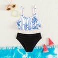 thumbnail image 2 of Caqnni Girls Floral Printing Bathing Suits Ruffle Flounce Two Piece Swimsuits Swimwear Suit for Summer Vacation 10-11 Years Blue, 2 of 6