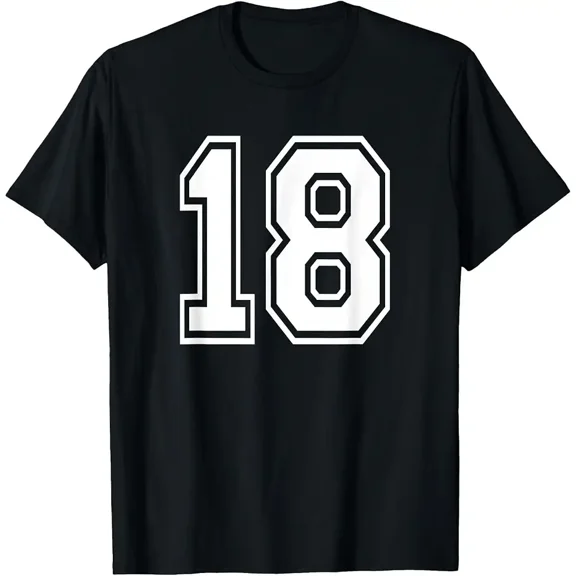 Number 18 Numbered Uniform Sports Jersey Team 18th Birthday T-Shirt