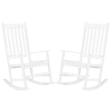 Ktaxon 2 Pack Wooden Rocking Chair, Wood Rocker, Patio  Chair, Wooden Rocker, Wood Chair for Outdoors and Indoors, Patio Lawn, Yard,White
