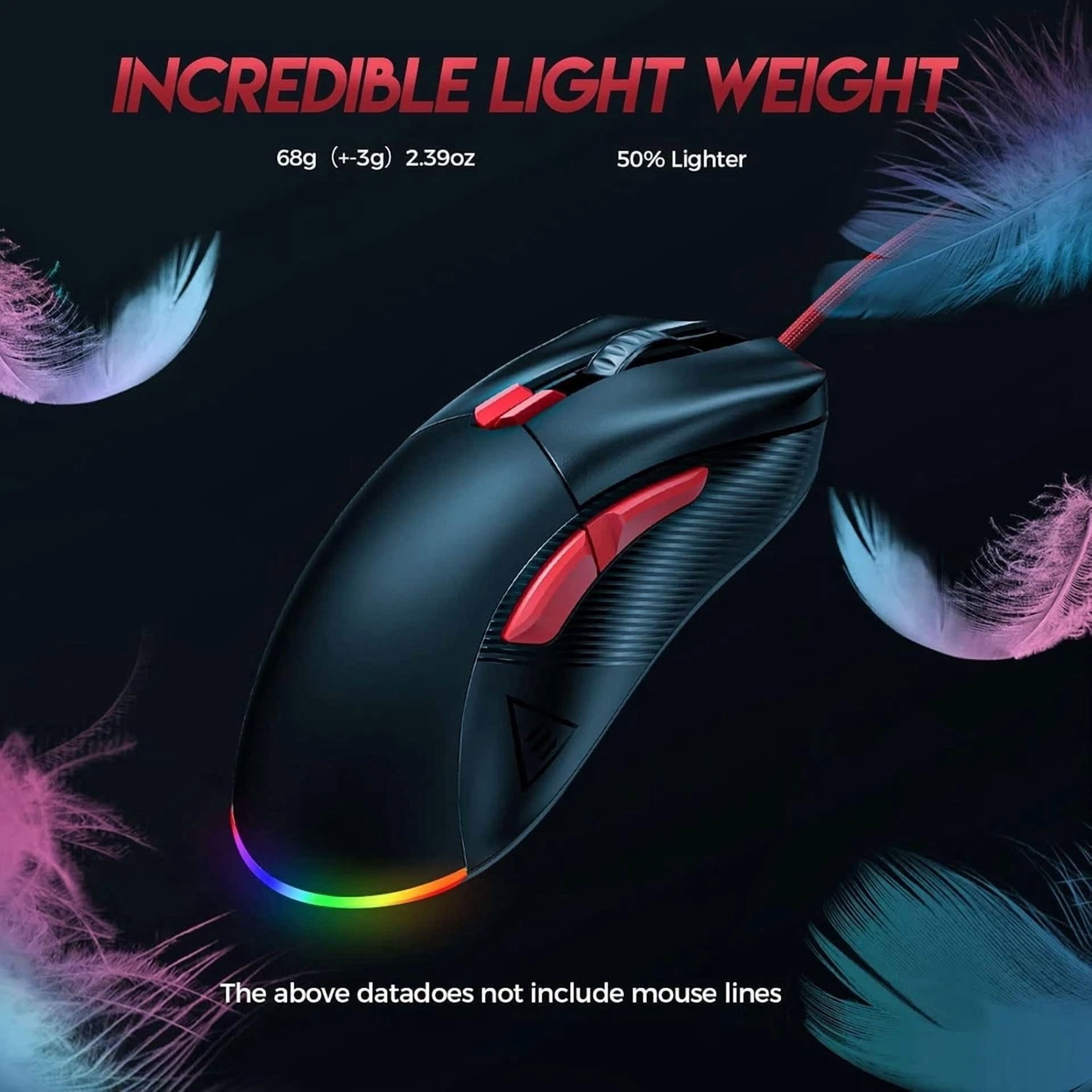 CIRCLE- Eksa Em500 Wired Gaming Mouse – Rgb, 8 Buttons, 12400 Dpi – New In Box