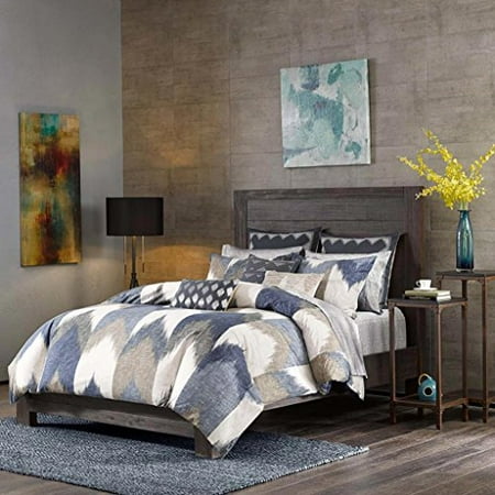 Ink Ivy Alpine 3 Piece Cotton All Over Heather Printed Comforter Mini Set Full Queen Size Broken Chevron Pattern In Navy Taupe Charcoal On Ivory Ink Ivy Alpine 3 Piece Cotton All Over Heather Printed Comforter Mini Set Full Queen Size Broken Chevron Pattern In Navy Taupe Charcoal On Ivory