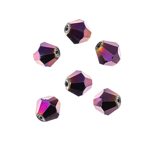 44pcs Crystal Lane DIY Bicone 7in 8mm Opaque Purple Iris 2 glass bead Strands for Jewelry Making, DIY Crafts & Decorations