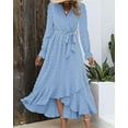 thumbnail image 4 of FreshPretty Womens Boho Cocktail Maxi Dress Fall Fashion V Neck Long Sleeve Swiss Dot Flowy Slit Wedding Guest Dresses, 4 of 6