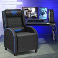 thumbnail image 3 of Gymax Massage Gaming Recliner Chair Leather Single Sofa Home Theater Seat Blue, 3 of 10