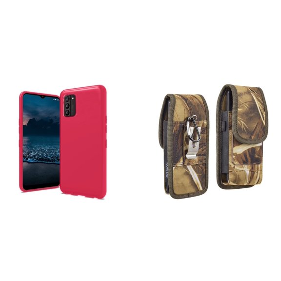 Bemz Flexible TPU Protection Slim Fit Case and Belt Holster Pouch for Nokia G100 (Hot Pink/Camo)