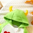 thumbnail image 6 of Tisuna Boys Girls Romper Newborn Cartoon Dinosaur Print Long Sleeve Hooded Jumpsuit Casual Soft Autumn Winter Kids Outdoor Wear White Size 0-3 Months, 6 of 8