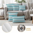 thumbnail image 5 of Pack of 2 Grey Blue Striped Outdoor Pillow Covers Decorative, Waterproof Pillow Protector, Farmhouse Stripes Modern Abstract Art Throw Pillowcases Accent Cushion Cases for Patio Couch Sofa 20"x20", 5 of 8