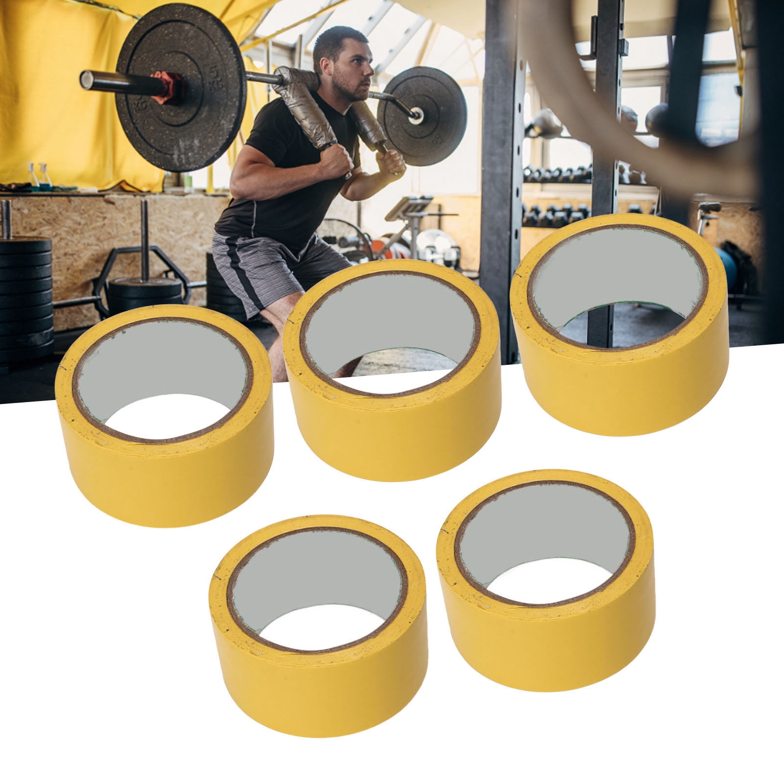 Yajisi 5 Pcs Floor Marking Tape 1.96 Inches / 5cm Width Adhesive Athletic Tape for Gymnasium Basketball Volleyball Tennis Court Marking Line Yellow