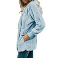 thumbnail image 6 of Leadmall Women Hooded Cardigan Fuzzy Fleece Hoodies Jacket Pockets Winter Long Sleeve Open Front Cardigans Sweaters Coat Outerwear Sky Blue XL, 6 of 8