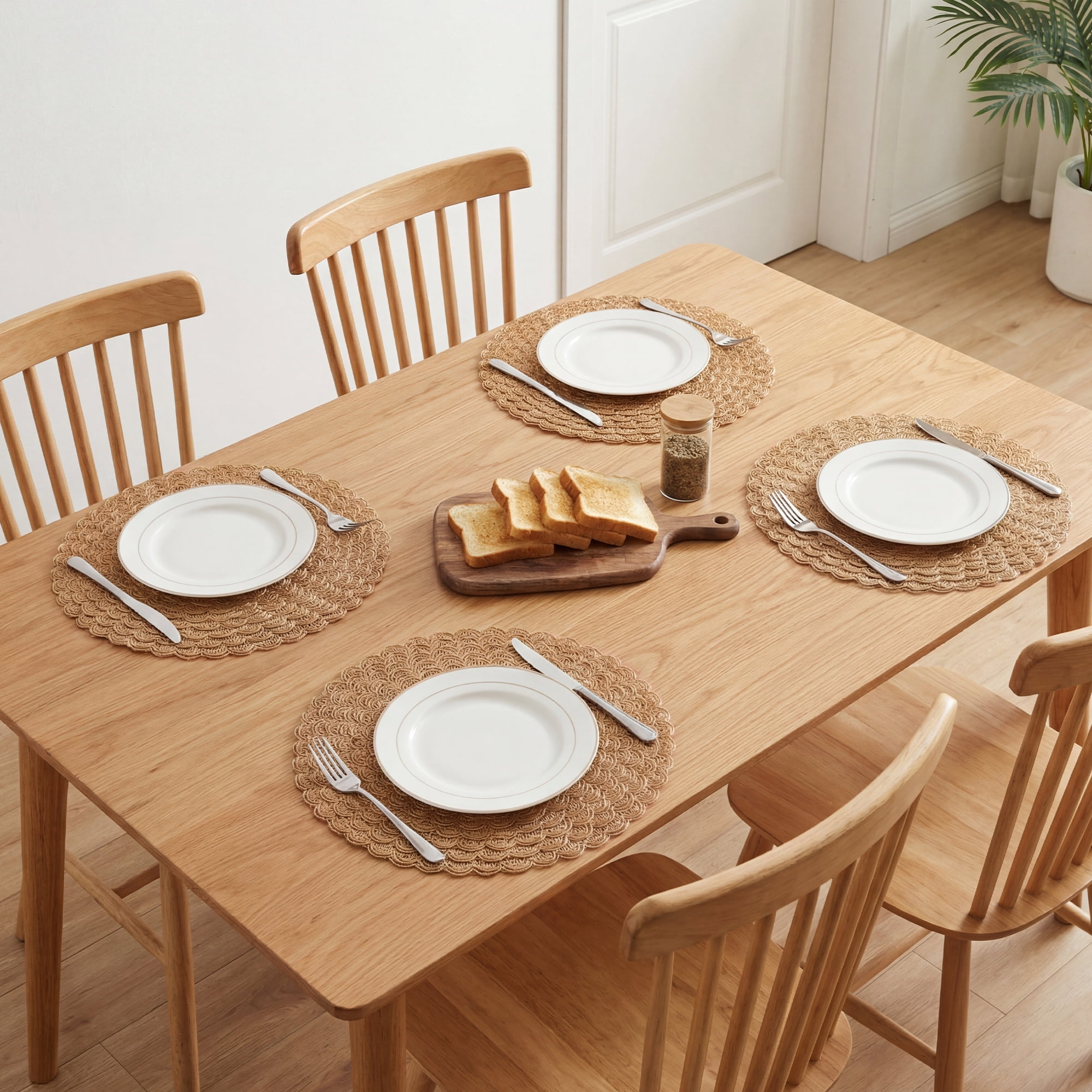 Unique Bargains 6Pcs Rustic Woven Dining Placemats Brown 15x15inch