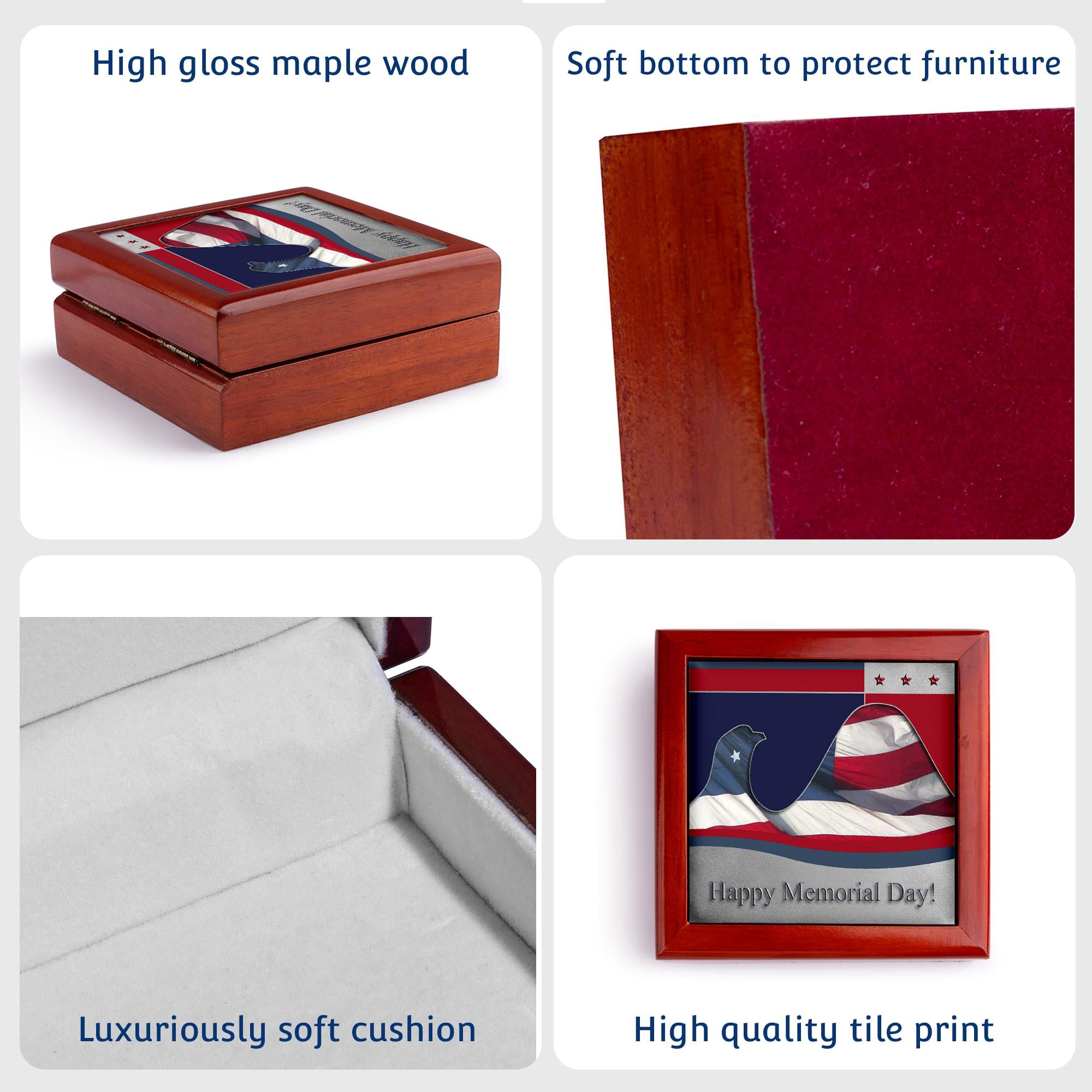 3dRose, Memorial Day, Flag Eagle , Jewelry Box 5.5x5.5 inch with 4 inch tile