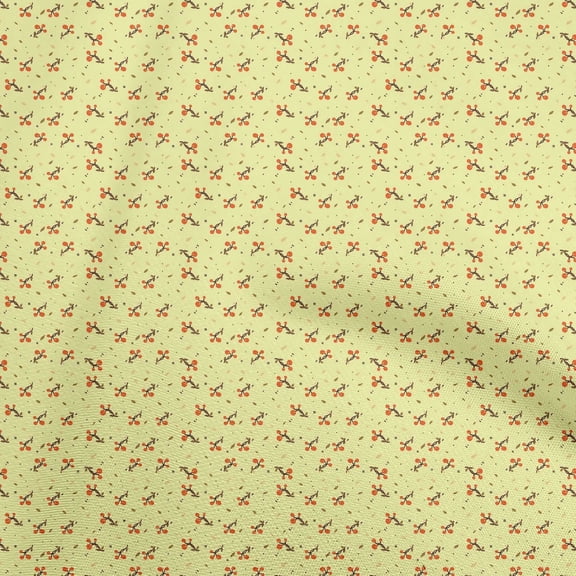 oneOone Cotton Flex Yellow Fabric Asian Japanese Floral Dress Material Fabric Print Fabric By The Yard 40 Inch Wide
