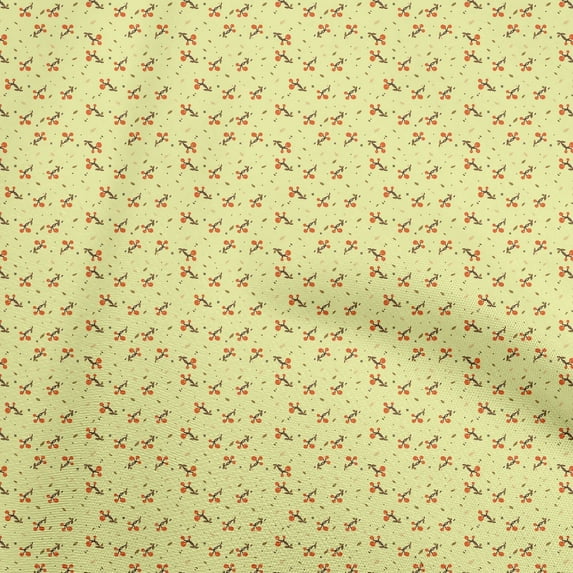 oneOone Cotton Cambric Yellow Fabric Asian Japanese Floral Sewing Fabric By The Yard Printed Diy Clothing Sewing Supplies 42 Inch Wide