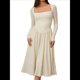 thumbnail image 3 of Vestido Midi Informal de Larga con Cuello Cuadrado para Mujer, Moda de y Otoño Albaricoque L, 3 of 10