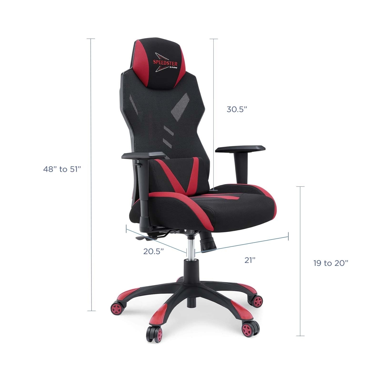 Modway Speedster Modern Mesh Fabric Gaming Computer Chair in Black/Red - image 4 of 8