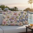 thumbnail image 5 of Outdoor Pillow Covers Oil Painting Style Spring Flowers Waterproof Pillow Cases 20x12 Set of 2, Dragonflies Floral Art Throw Pillow Cover Pillowcase for Patio Balcony Couch Garden, 5 of 9