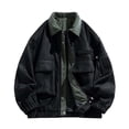 thumbnail image 3 of LYSMORA 2026 Men's Corduroy Collar Suede Utility Bomber Jacket, Multi Patch Pockets Elastic Cuff Loose Fit Windproof Street Casual Outerwear, 3 of 6