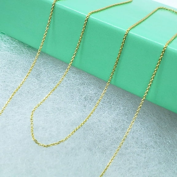 14K Solid Yellow Gold Cable Link Chain