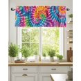 thumbnail image 2 of Tie-Dye Art Valances for Windows Watercolor Colorful Ethnic Style Abstract Art Dyeing Valance Rod Pocket Short Window Treatments Curtains for Kitchen Bathroom Living Room Bedroom, 42 x 18 Inch, 2 of 7