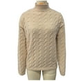 thumbnail image 4 of Women's Cable Knit Sweaters Long Sleeve Crewneck Chunky Pullover Fall Outfits Winter Clothes Khaki M, 4 of 5