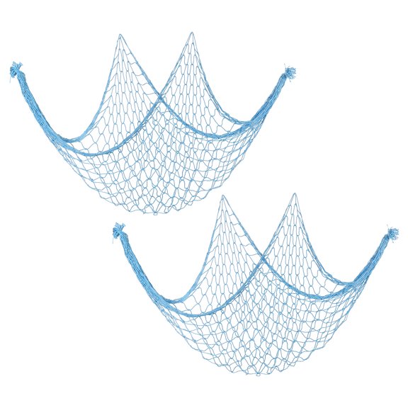 Uxcell Fishing Net Decor, 2 Pack 80" x 40" Fish Net Decor Party Accessory, Light Blue