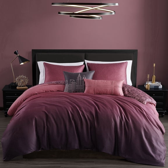 Bebejan Mauve Dreams 5 Piece Reversible Comforter Set, Queen, 100% Cotton Sateen, All Season, Cozy Comfort