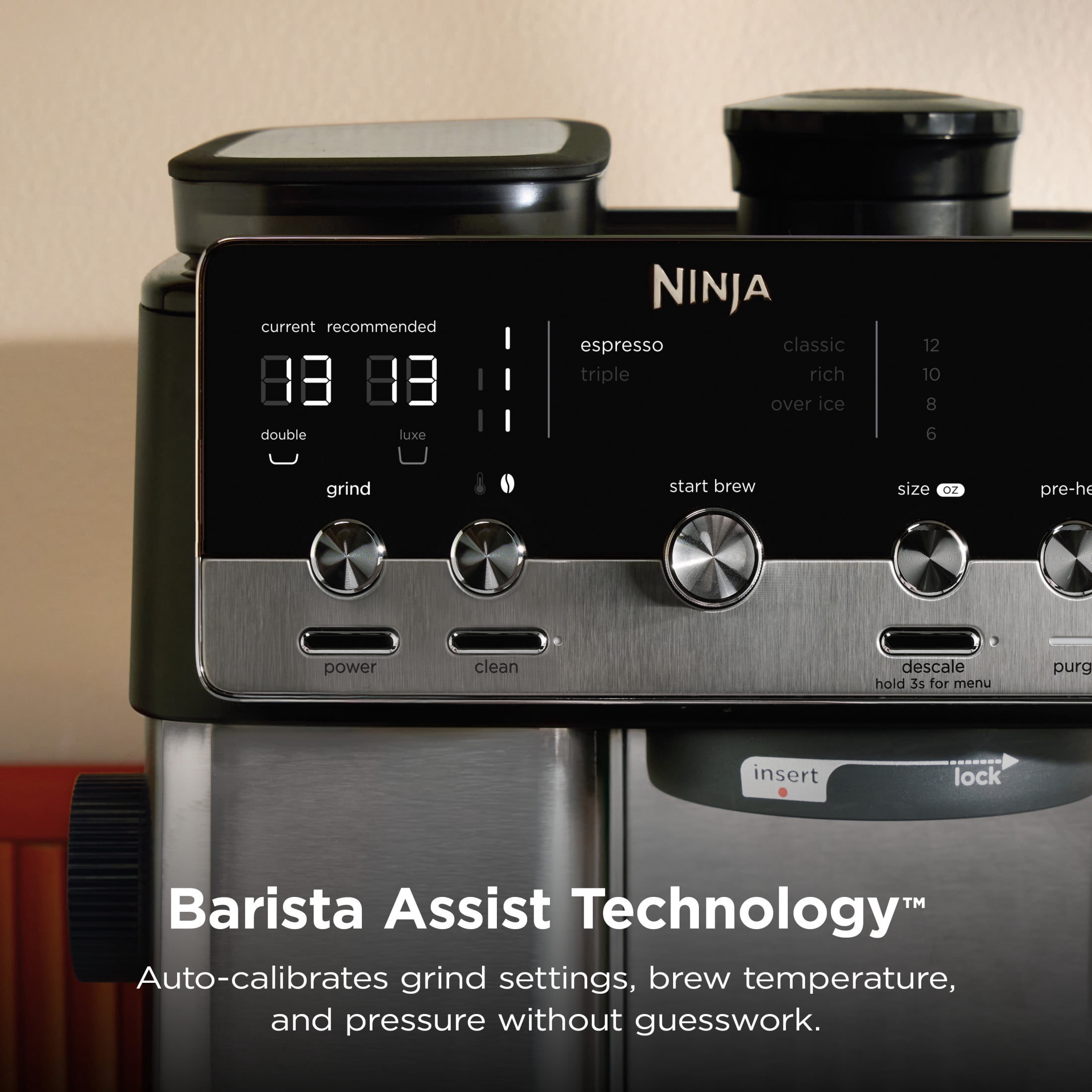 Ninja Luxe Café Mini Espresso Machine & Drip Coffee Maker with Built-in Grinder, Precision Scale & Manual Steam Wand for Lattes, Cappuccinos & More, ES301 Black