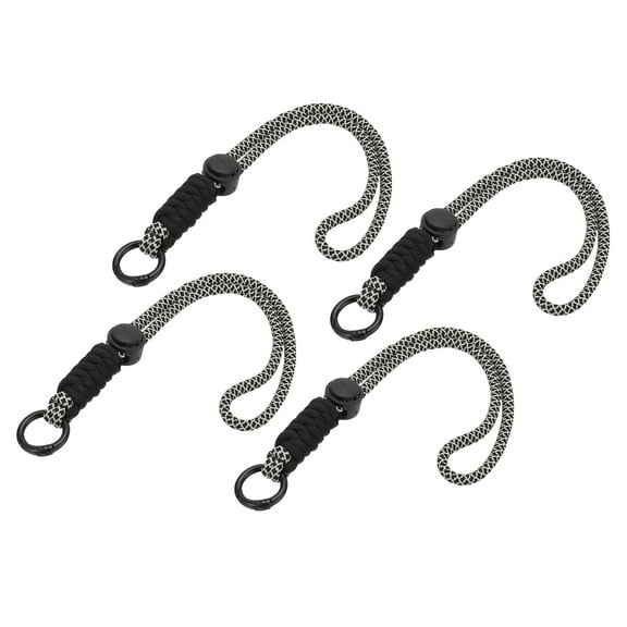 Uxcell 4Pcs Paracord Lanyard Keychain with Spring Ring, Wavy Design, Black, Grey