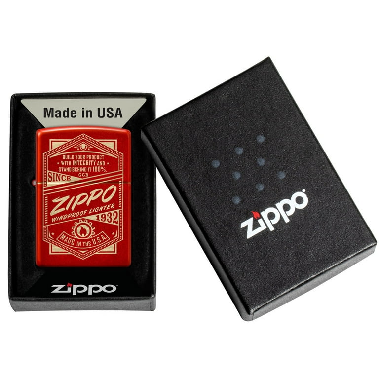 Zippo Windproof & Refillable Metallic Red Pocket Lighter