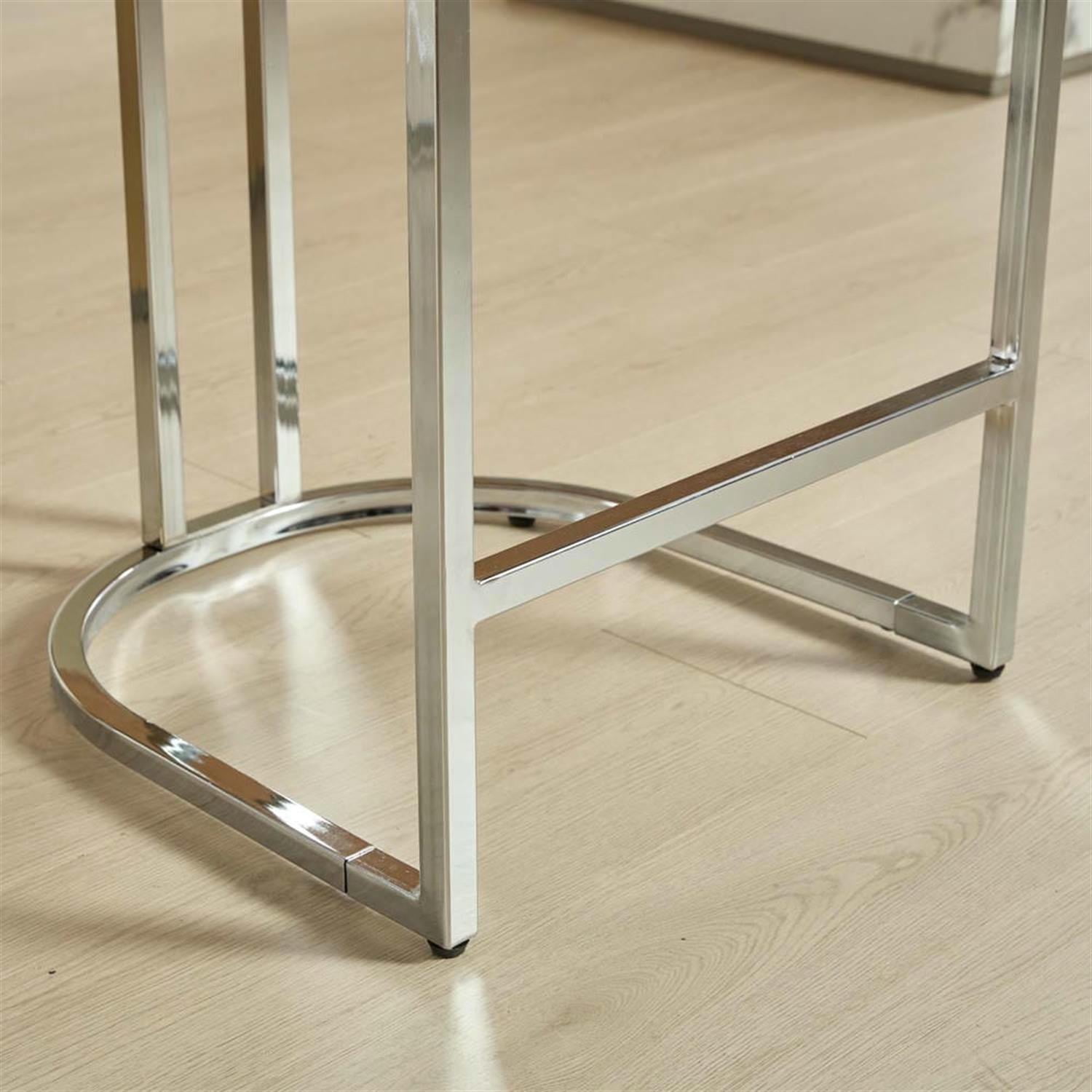 Demi Bonn 38" Counter Height Bar Stools Set of 2, Velvet Barstools with Button Back, Kitchen Island Countertop Chairs for Dining Room, Blue