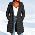 thumbnail image 2 of Enjoytime Puffer Jacket Womens Long Sleeve Zipper Button Hooded Long Quilted Coat Trendy Casual Lightweight Warm Outerwear, 2 of 7