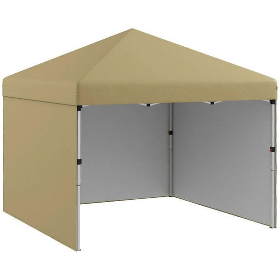 Barara King Outdoor Canopy Tent, Patio Portable Canopy,10' x 10' Pop Up Canopy with Sidewalls, Weight Bags and Carry Bag, Beige