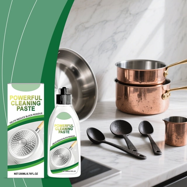 Limpiadores domésticos 200 g Pasta limpiadora para fondos de ollas y sartenes Desengrasante de alta resistencia Para manchas quemadas Restaura el brillo de los utensilios de cocina Pasta limpiadora pa