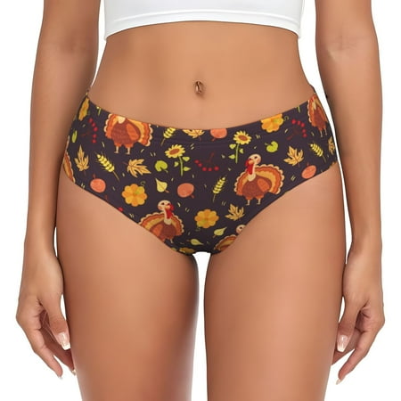 Naloa Turkey Bird Womens No Show Cotton Underwear Mid-High Waisted Soft Ladies Panties Strech Breathable Briefs -Medium