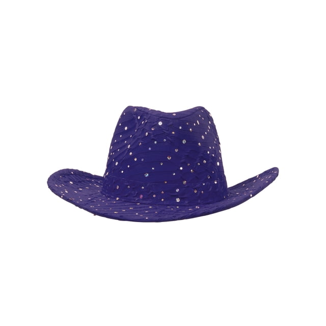 Chapeau de Cowboy à Paillettes et Sequins - Violet