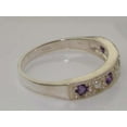 thumbnail image 5 of LBG 925 Sterling Silver Cultured Pearl and Amethyst Womens Band Ring - Sizes 4 to 12 Available, 5 of 6
