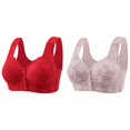 thumbnail image 1 of 2 Pack(Grey 1PCS & Red 1PCS) Multipack Women's Comfortable and Transparent Sports Bras Shoulder Strap Cordless Backless Spongeless with Convertible Shoulder Straps, 1 of 4