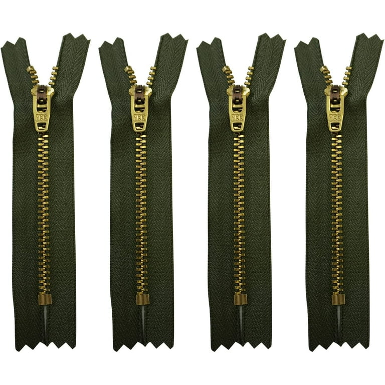 YKK Closed End Nylon Zipper White Color Golden Brass Teeth Heavy Duty  Durable Sewing Zip,18cm 