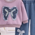 thumbnail image 4 of mgoYE Toddler Baby Girl Clothes Fall Winter Outfit Bow Sweatshirt Denim Jeans Outfits 4-5 Years, 4 of 5